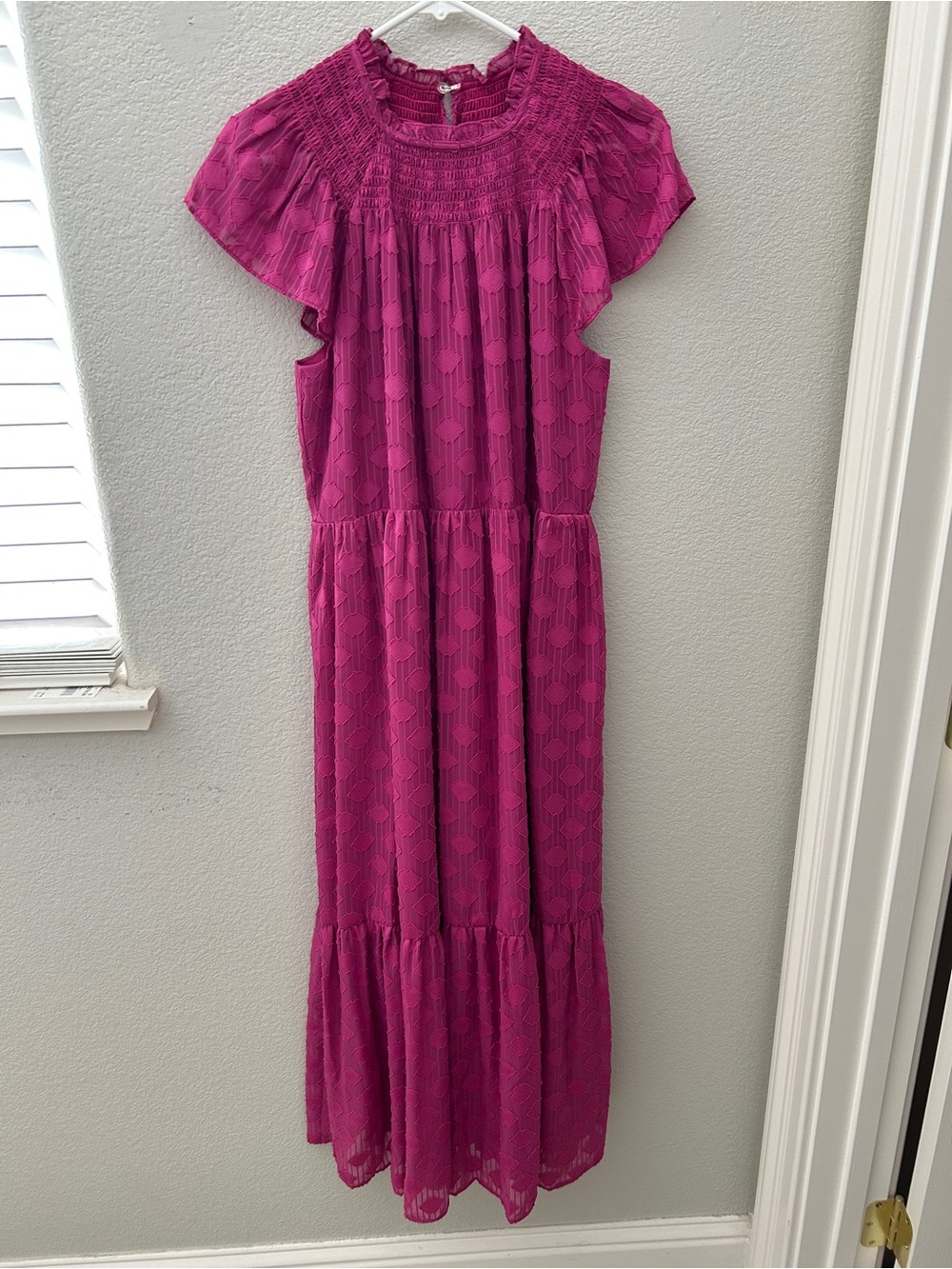 Donna Morgan Fuchsia Maxi Dress with Smocked Yoke